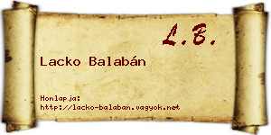 Lacko Balabán névjegykártya